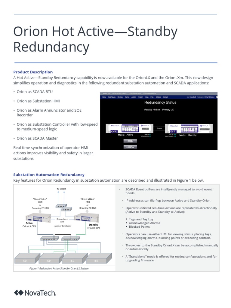 Orion Hot Active-Standby Redundancy: Product Description | PDF | Scada ...