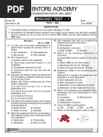 Mentors Academy: Biology Test - 1