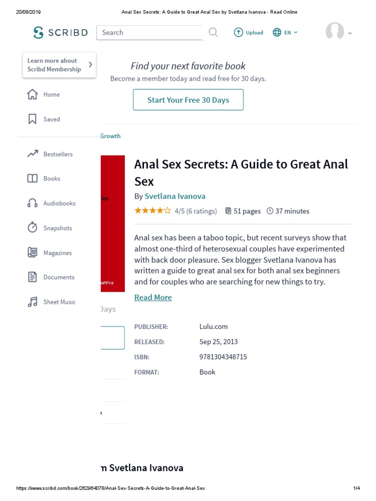 Anal Sex Secrets - A Guide To Great Anal Sex by Svetlana Ivanova - Read