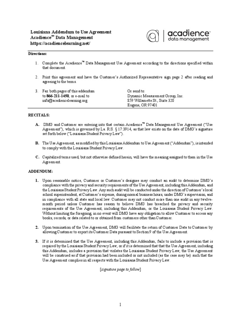 Sample Addendum Agreement Example | PDF | Privacy | Law And Economics