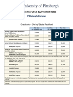 Academic Year 2019-2020 Tuition Rates: Graduate - Out-of-State Resident