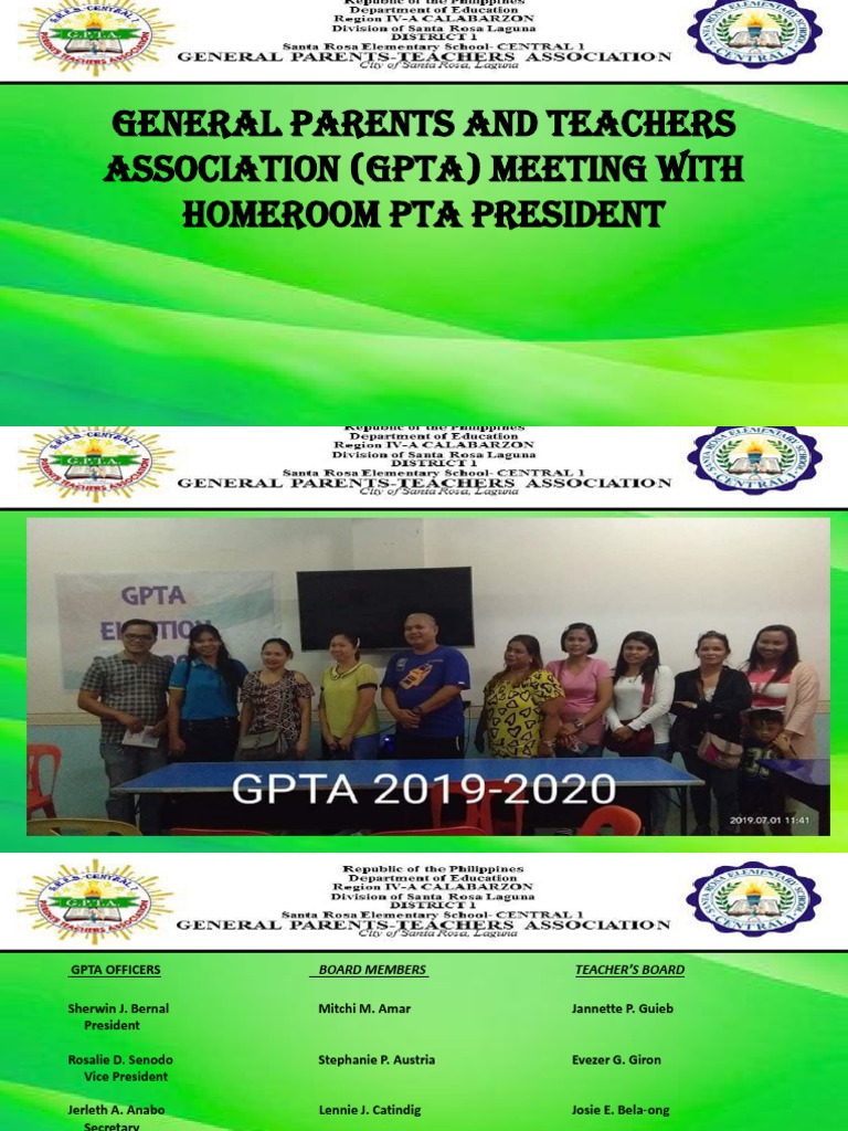 General Parents and Teachers Association (Gpta) Meeting With Homeroom ...