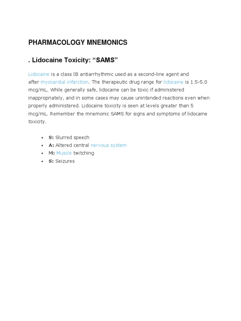 Pharmacology Mnemonics | Download Free PDF | Heart | Cardiovascular System