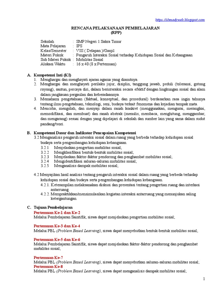 Rpp Mobilitas Sosial