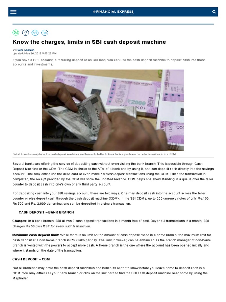 sbi cash deposit limit per day through atm