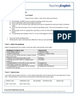 Special Days and Greeting Cards Student Worksheet PDF