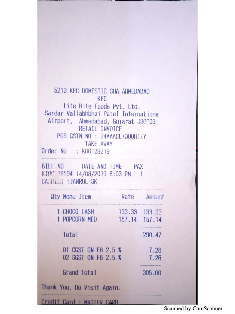 KFC Bill | PDF