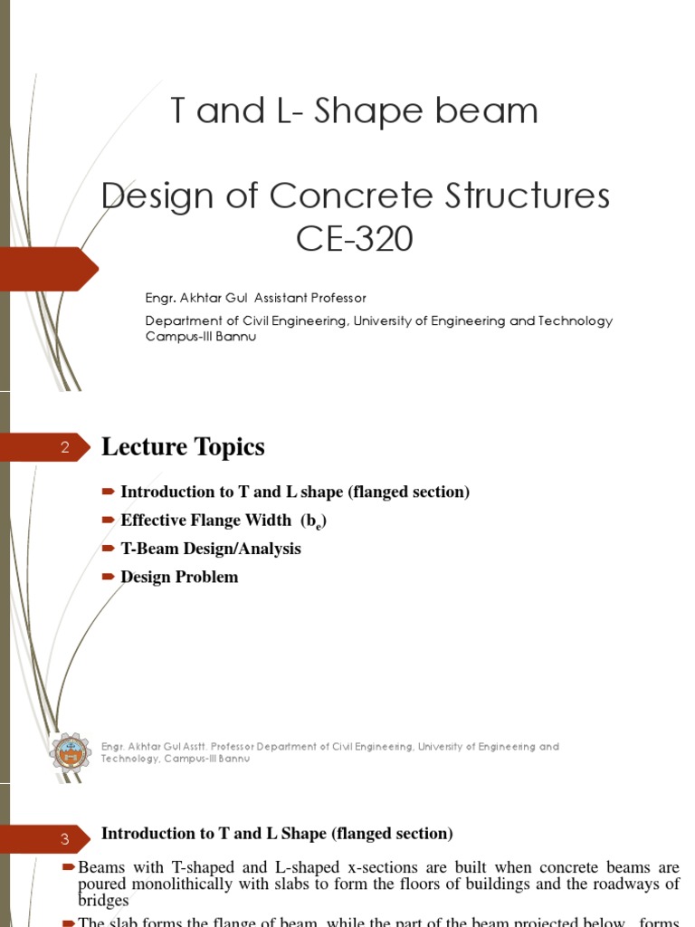 T and L-Shape Beam Design of Concrete Structures CE-320 | PDF ...