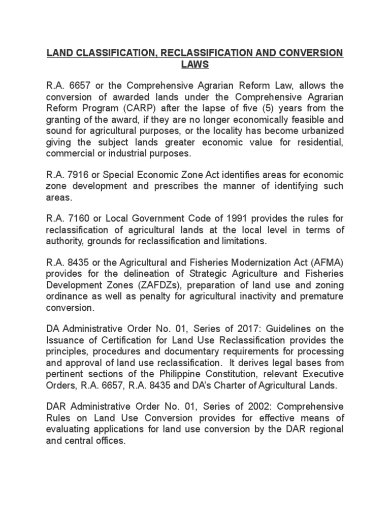 Agricultural Land Reclassification Laws | PDF