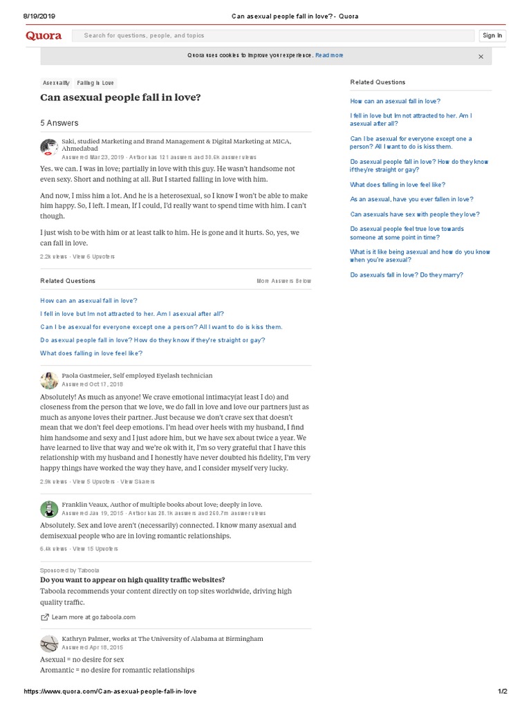Can Asexual People Fall in Love Quora PDF Romance (Love) Affection