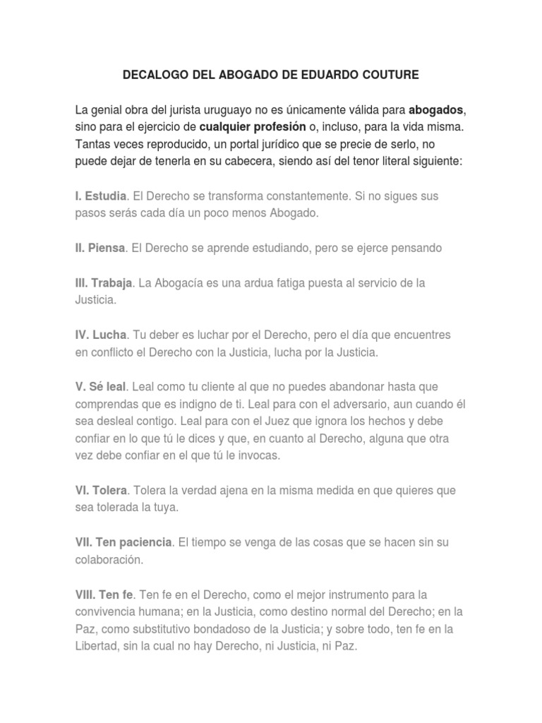 Decalogo Del Abogado de Eduardo Couture PDF