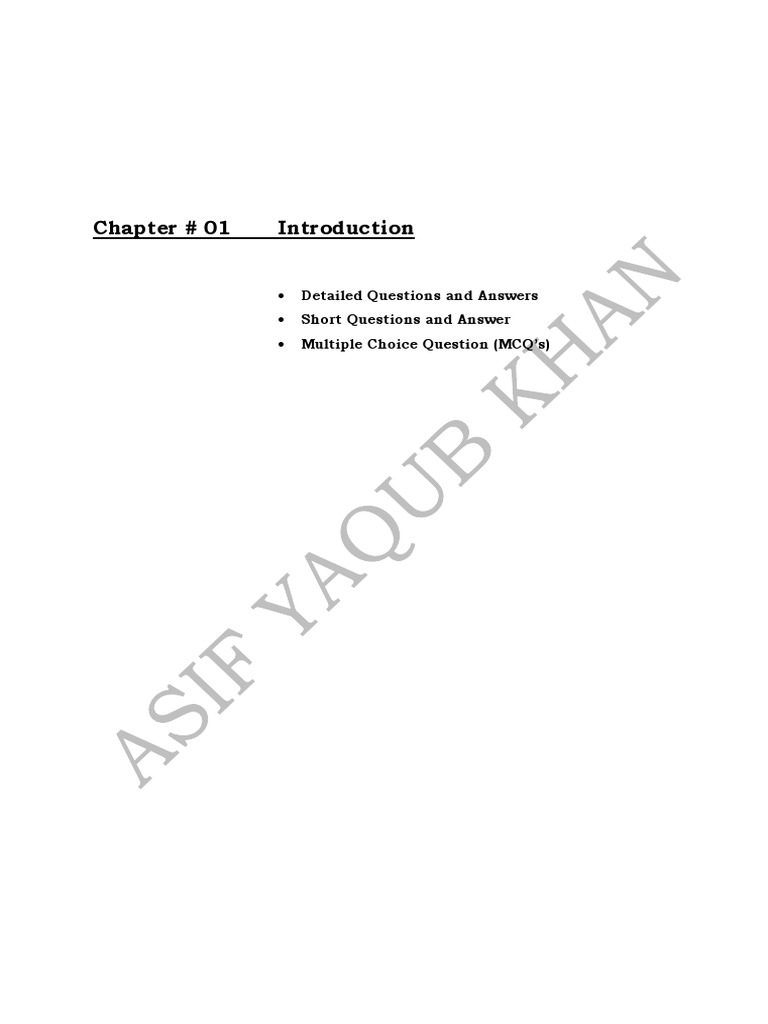 Chapter 01 Detailed Questions and Answers Short Questions and Answer