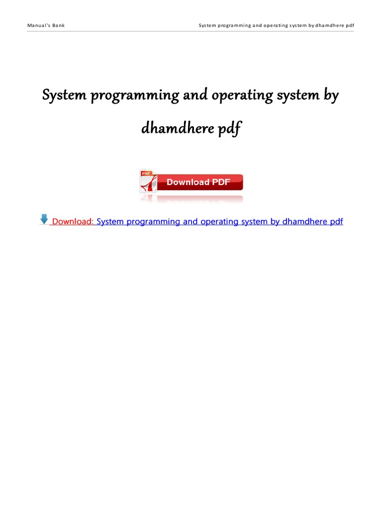 System Programming and Operating System by System Programming and
