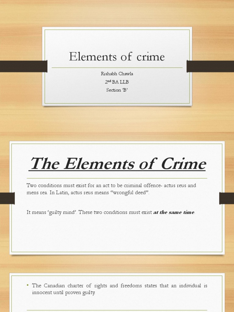 Elements of Crime | PDF | Mens Rea | Recklessness (Law)