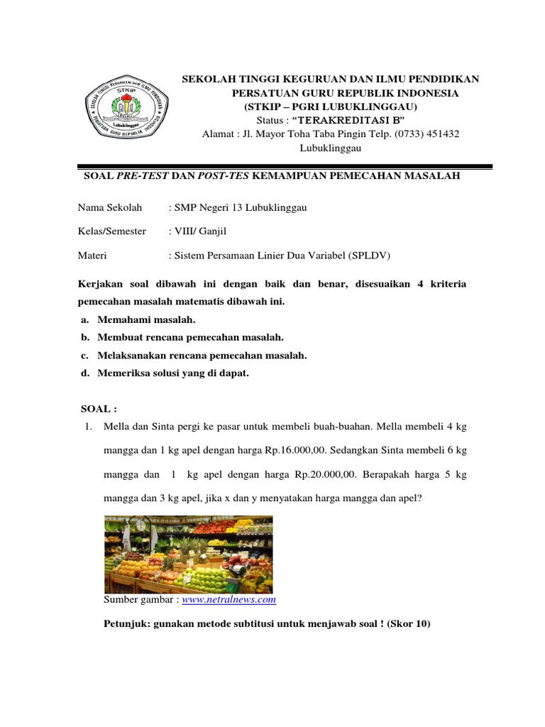 Instrumen Soal Spldv