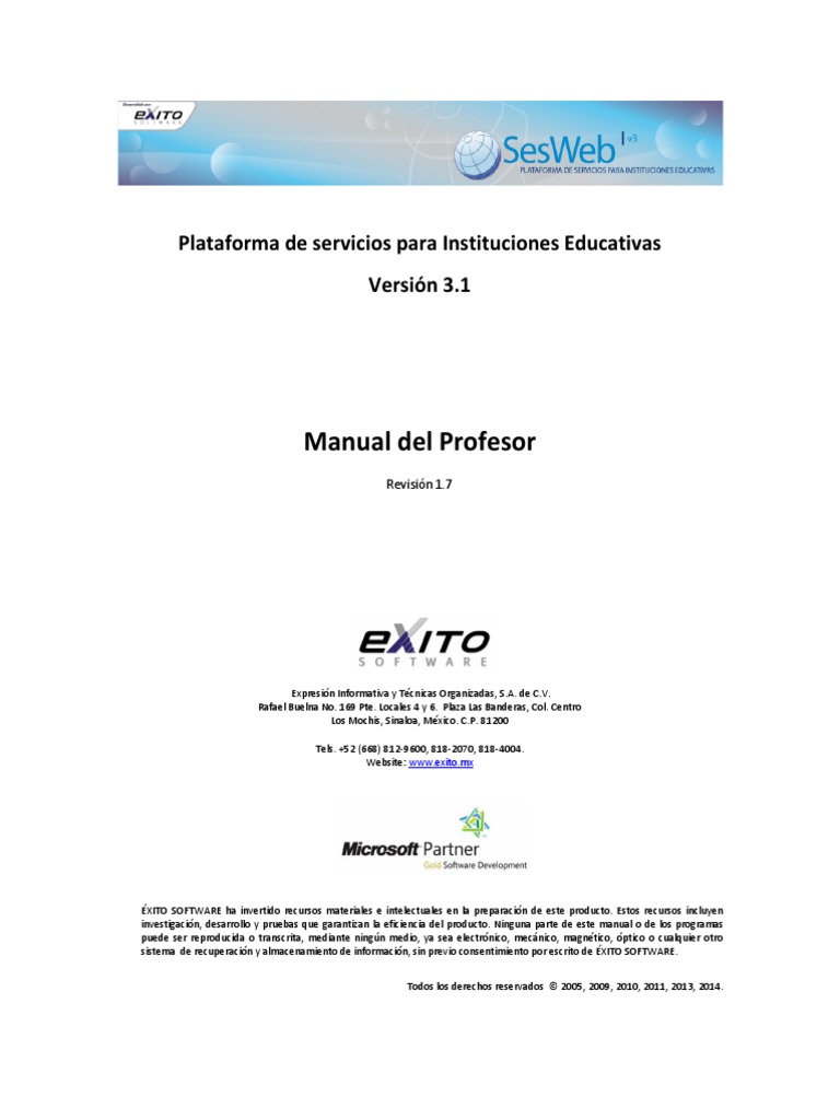 SesWEB v3.1 Manual Del Profesor v1.7 PDF | PDF | Prueba (evaluación ...