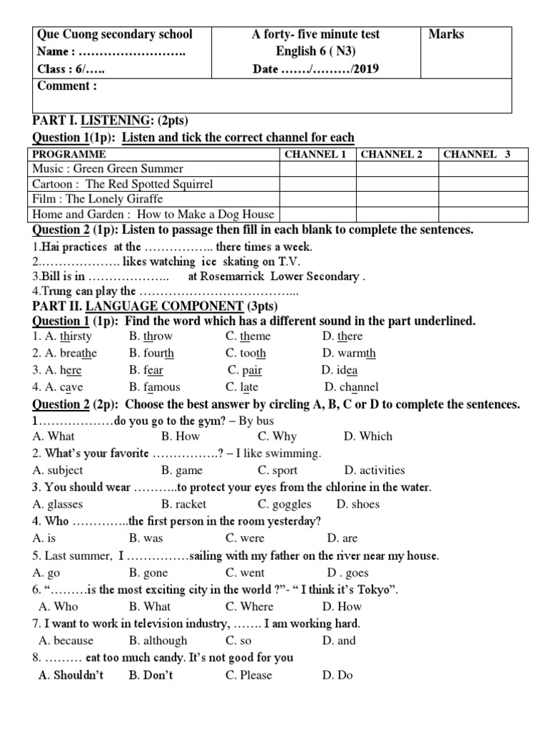 Programme Channel 1 Channel 2 Channel 3 PDF