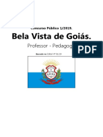 Concurso Público 1/2019 Bela Vista de Goiás Professor - Pedagogo