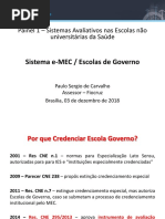 Painel 1 –Sistemas Avaliativos nas Escolas não universitárias da Saúde