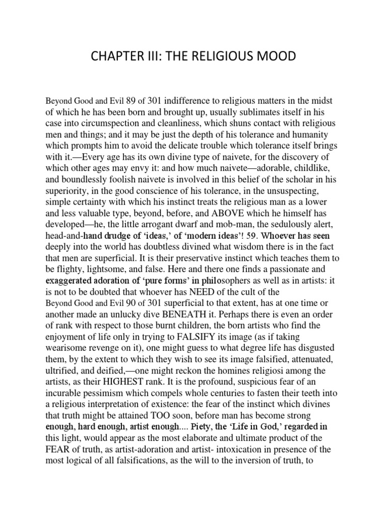 Chapter III - The Religious Mood | PDF | Good And Evil | Conscience