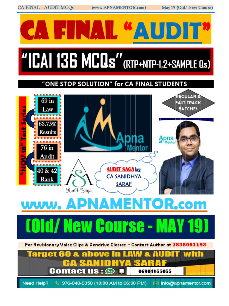 CA Final Audit MCQs Test Series | PDF | Auditor's Report | Audit