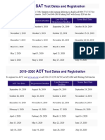 Sat and Act Test Dates 2019