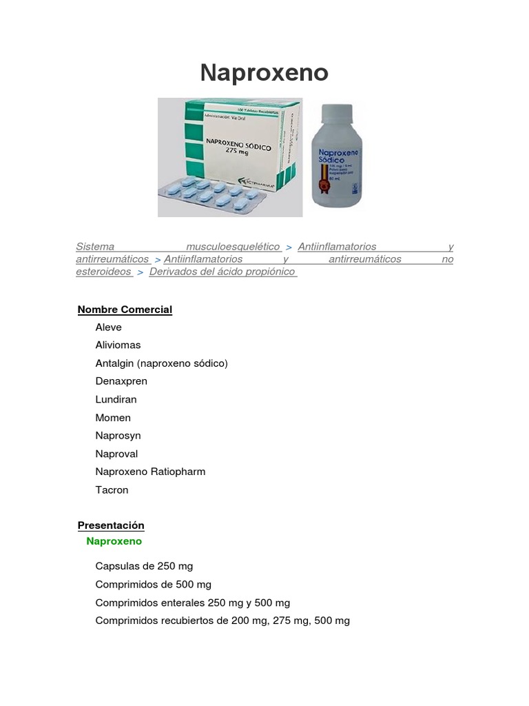 Naproxeno | PDF | Droga anti-inflamatoria libre de esteroides | Aspirina