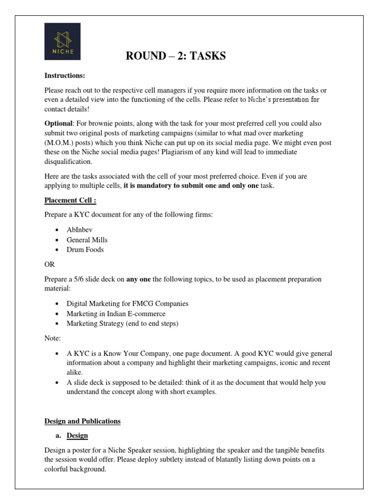 Niche Round 2 Task Instructions | PDF | Marketing | Psychological Concepts