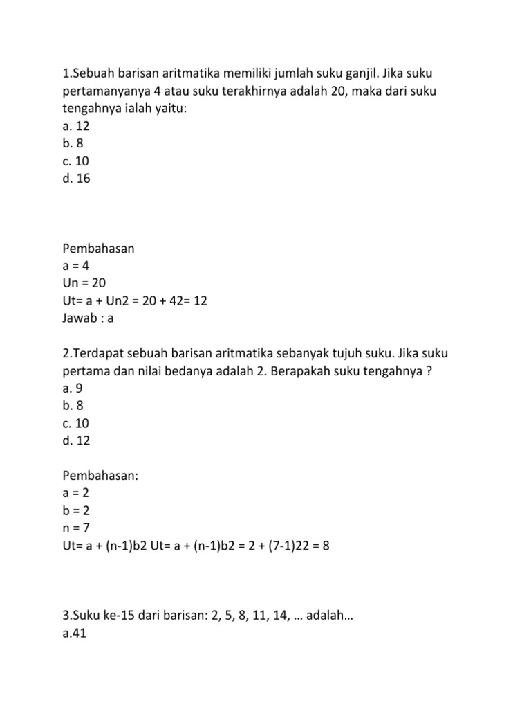 28+ Suku ke 15 dari barisan 2 5 8 11 14 information