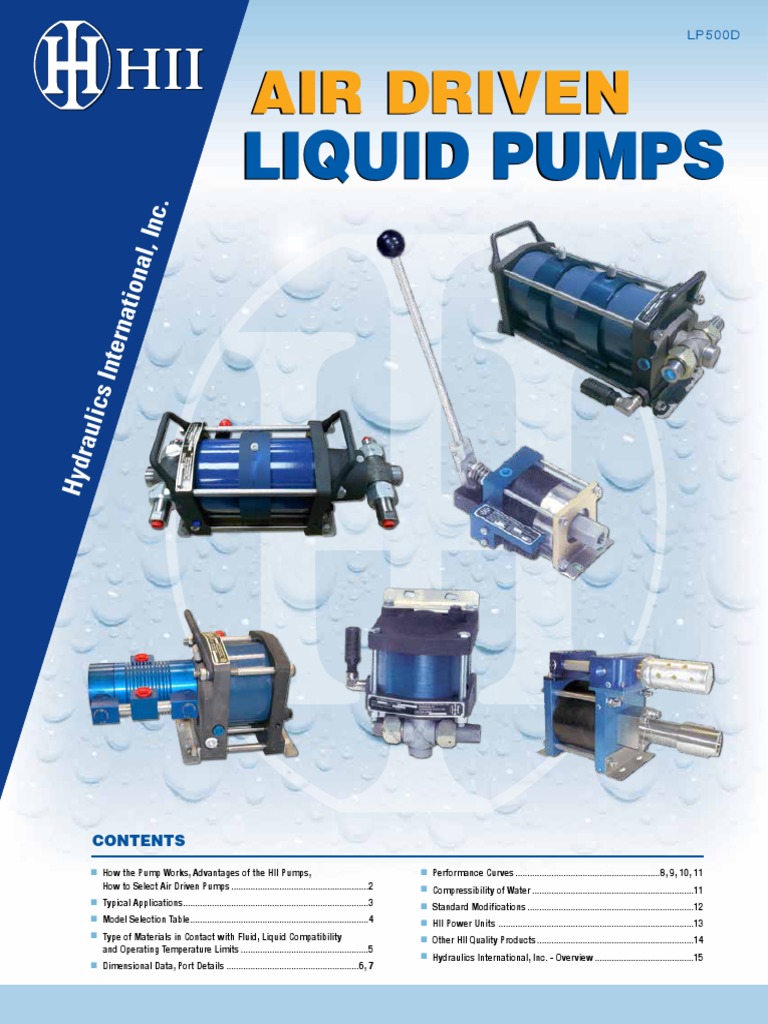 Hydraulics International Air Driven Liquid Pumps Product Catalog PDF Pump Liquids