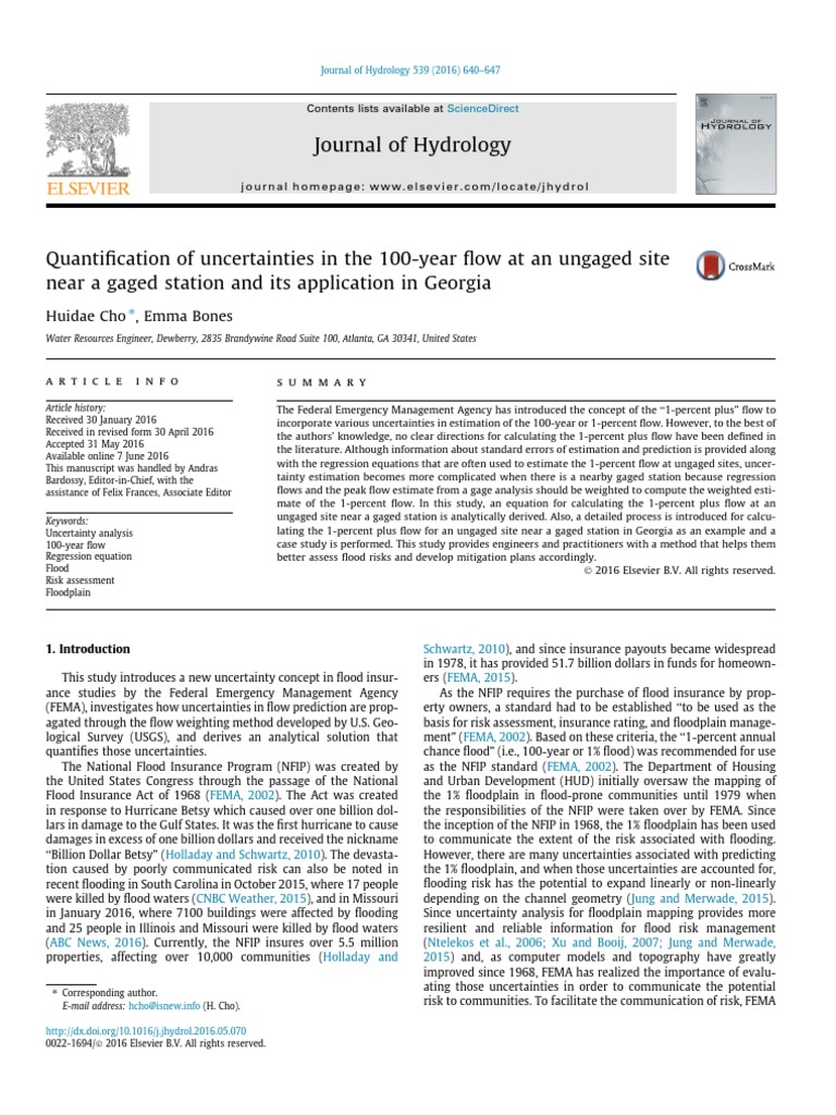 Uncertainty in 100-Year Flow Estimation | PDF | Regression Analysis | Flood