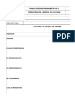 Formato Comisionamiento Hc-1 Certificado de Entrega Del Sistema