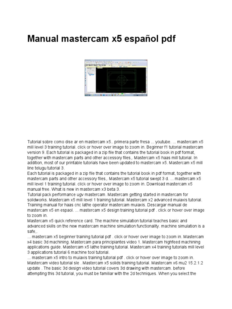 Manual de Mastercam X5 en Español | PDF | Application Software | Computing