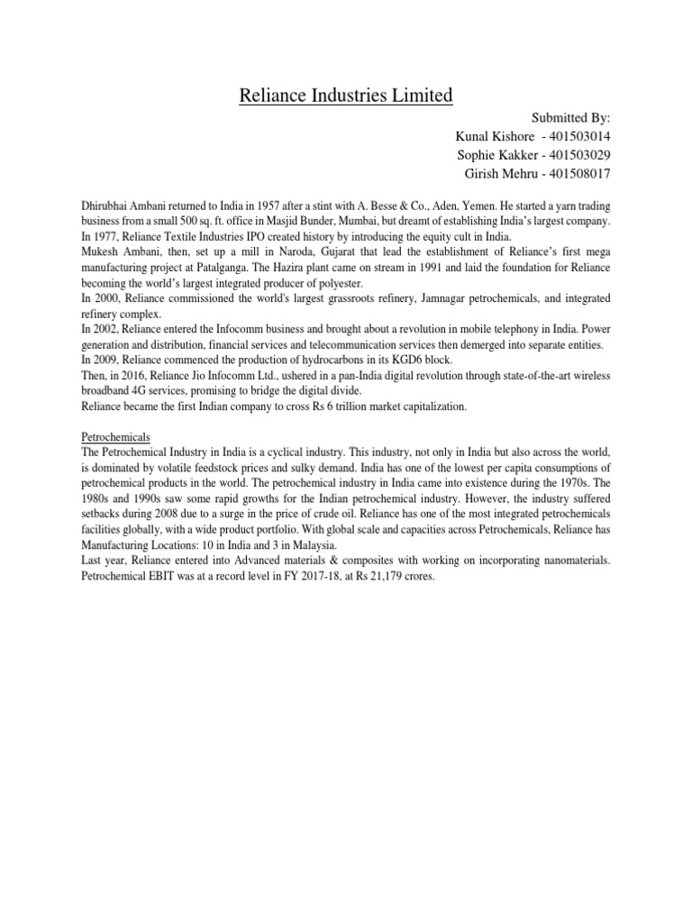 Reliance Industries - Porter's Five Forces Model | PDF | Oil Refinery ...