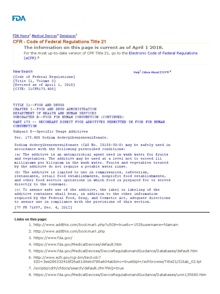 CFR Code of Federal Regulations Title 21 PDF Food And Drug