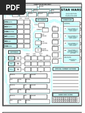 Starwars Saga Sheet Pdf Role Playing Games Gaming