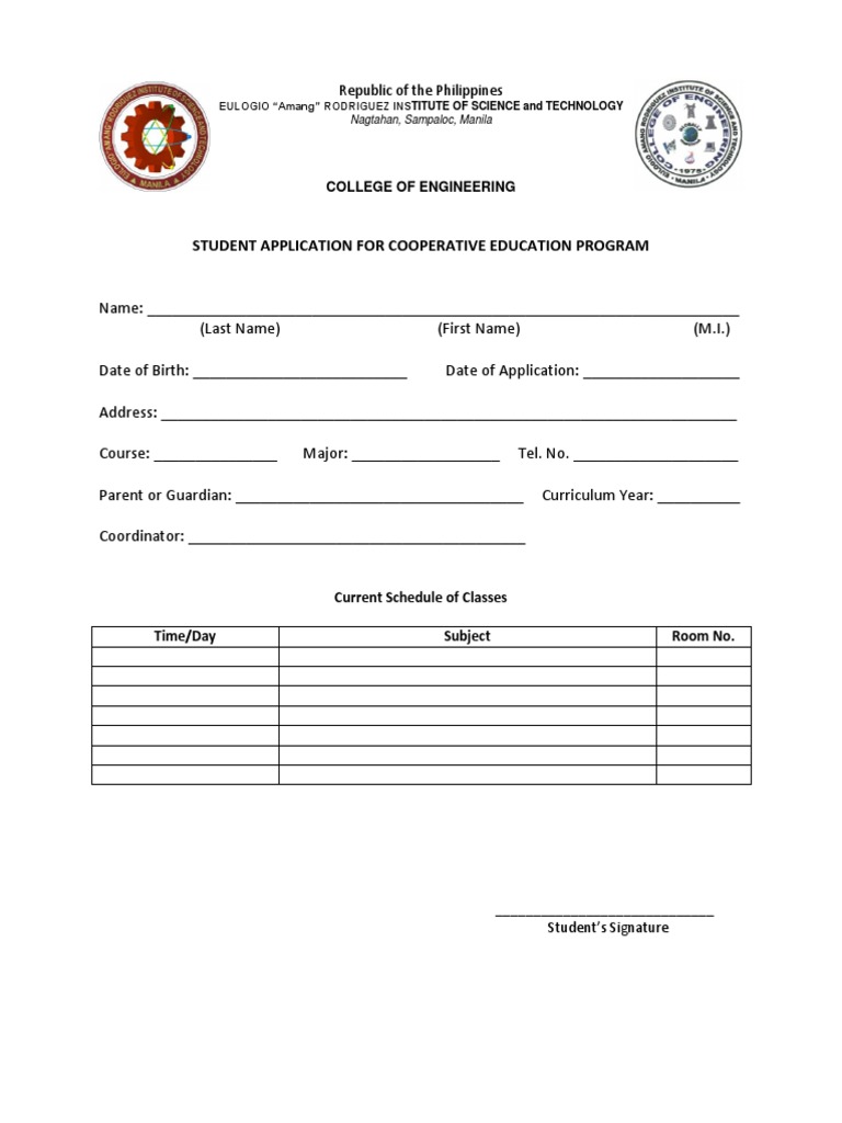Student Application for Coop Program | PDF | Business | Computers