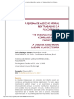 A Queixa de Assédio Moral No Trabalho e A Psicoterapia