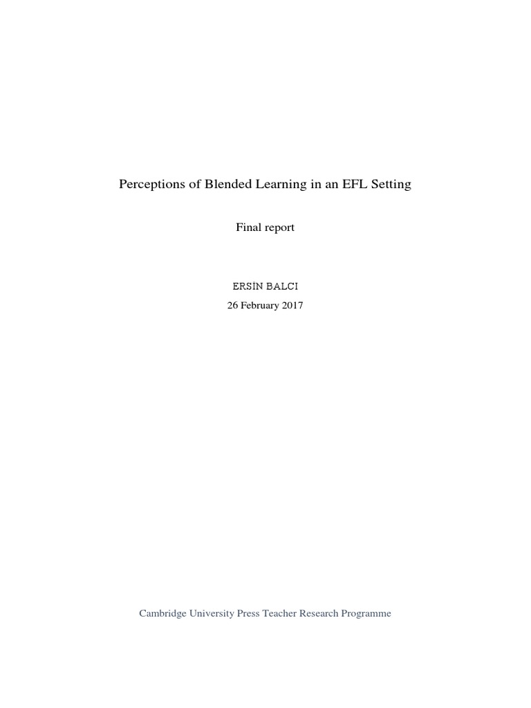 Blended Learning Perceptions in EFL | PDF | Teachers | Survey Methodology