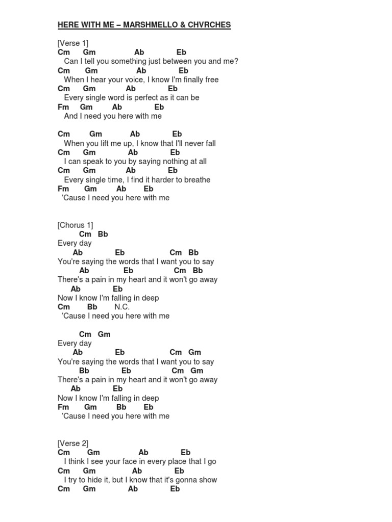 Here With Me Chords Pdf
