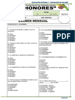 Examen Mensual de Fisica 1° Sec. 2019 Honores