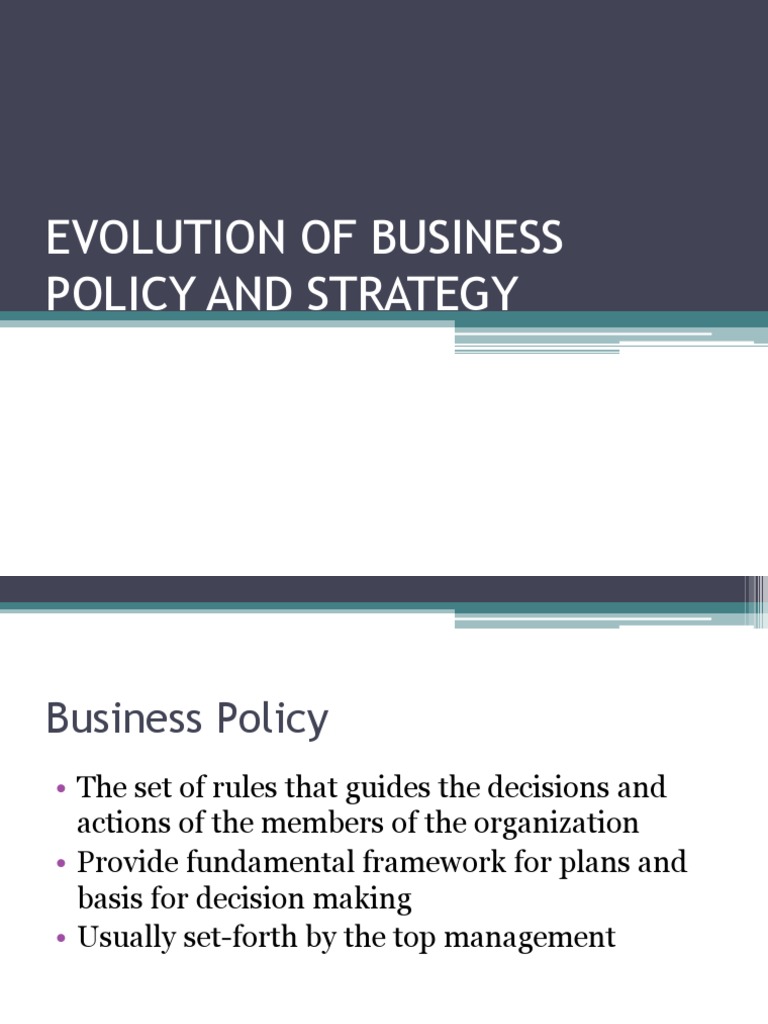 Evolution of Business Policy and Strategy PDF Strategic Management