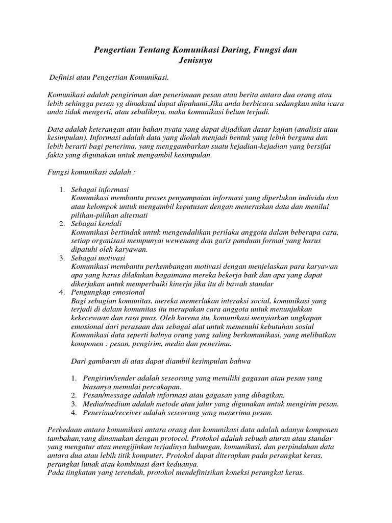 Pengertian Tentang Komunikasi Daring