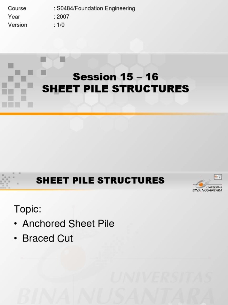 Sheet Pile Wall | PDF | Bending | Deep Foundation