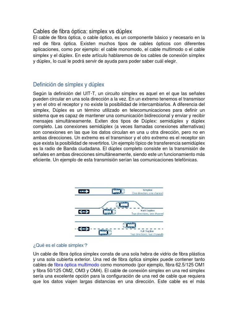 Cables de fibra óptica simplex vs dúplex Entendiendo las diferencias