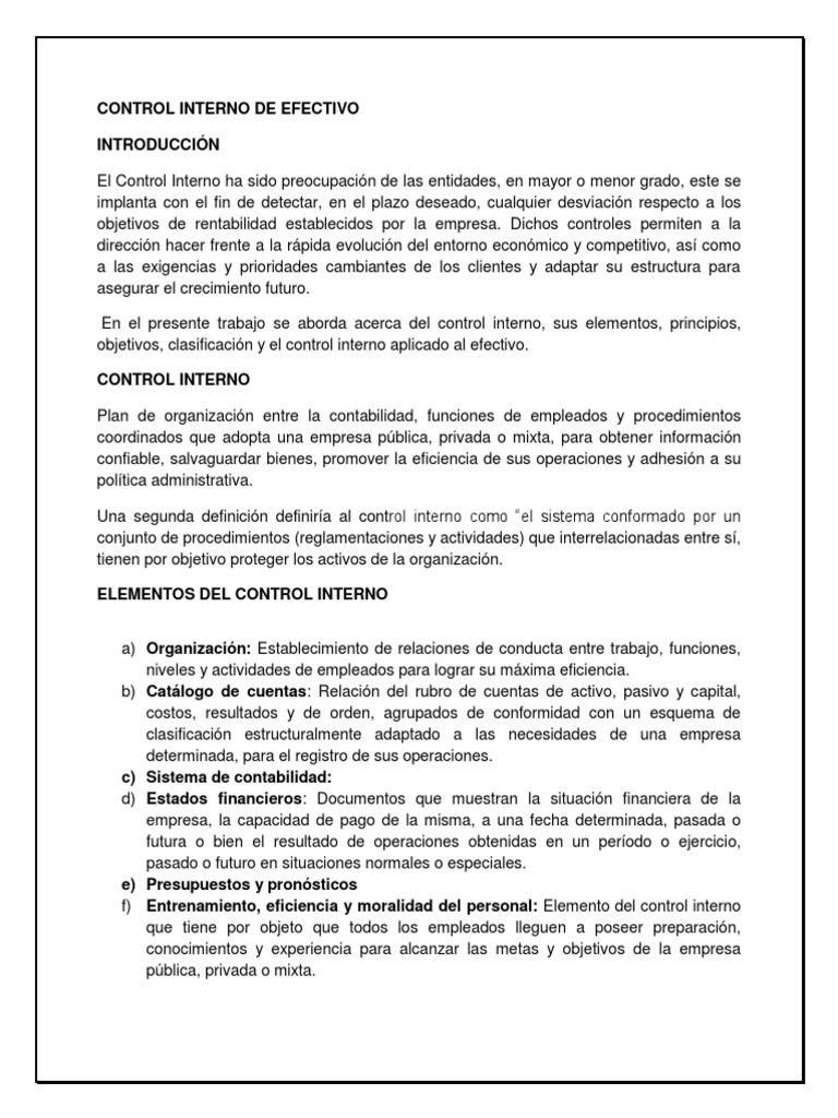 Control Interno de Efectivo Caja y Banco | PDF | Bancos | Cheque