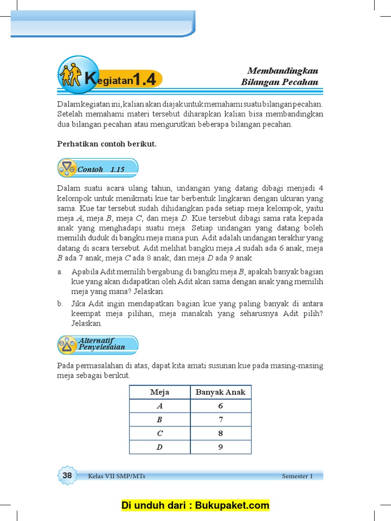 Membandingkan Bilangan Pecahan