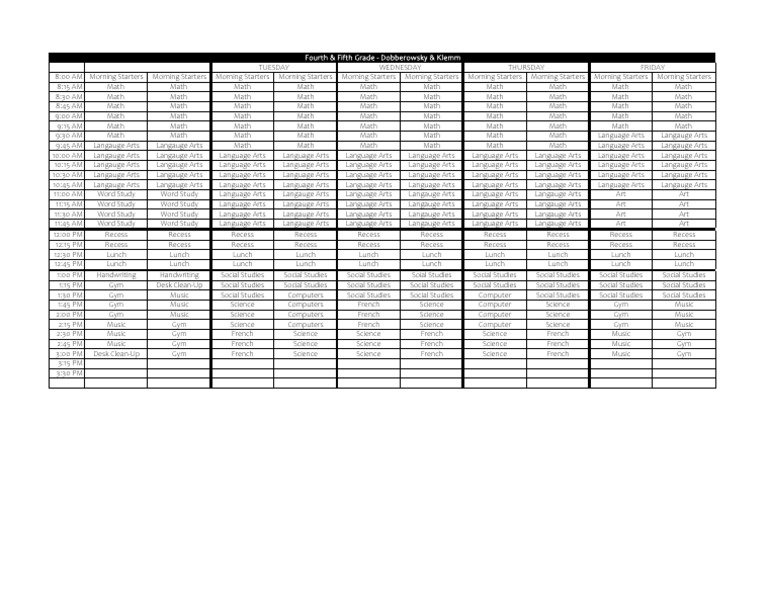 Class Schedule 2019-2020 | PDF | Languages | Language Arts & Discipline