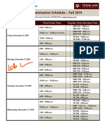 Fall 2019 Final Exam Schedule