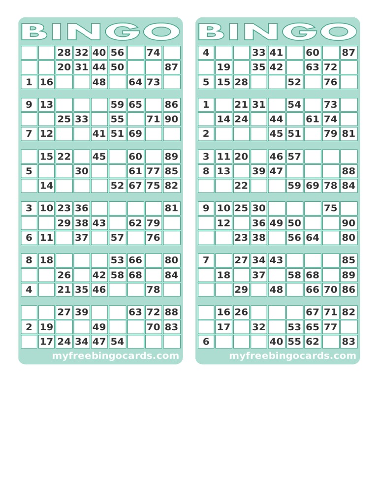 Printable 1-90 UK Bingo Card Generator Free printable bingo cards ...
